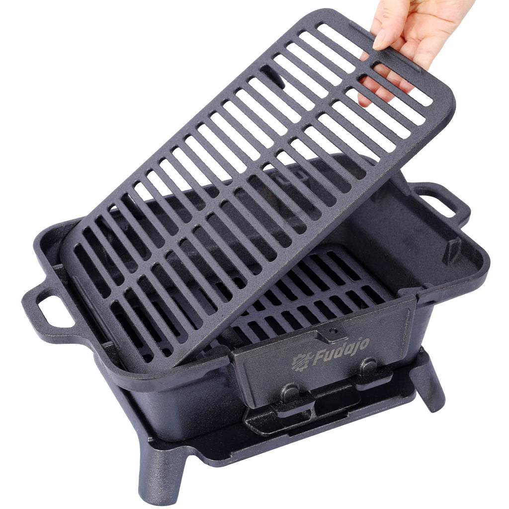 Oval Cast Iron Grill - Portable Outdoor Cooking