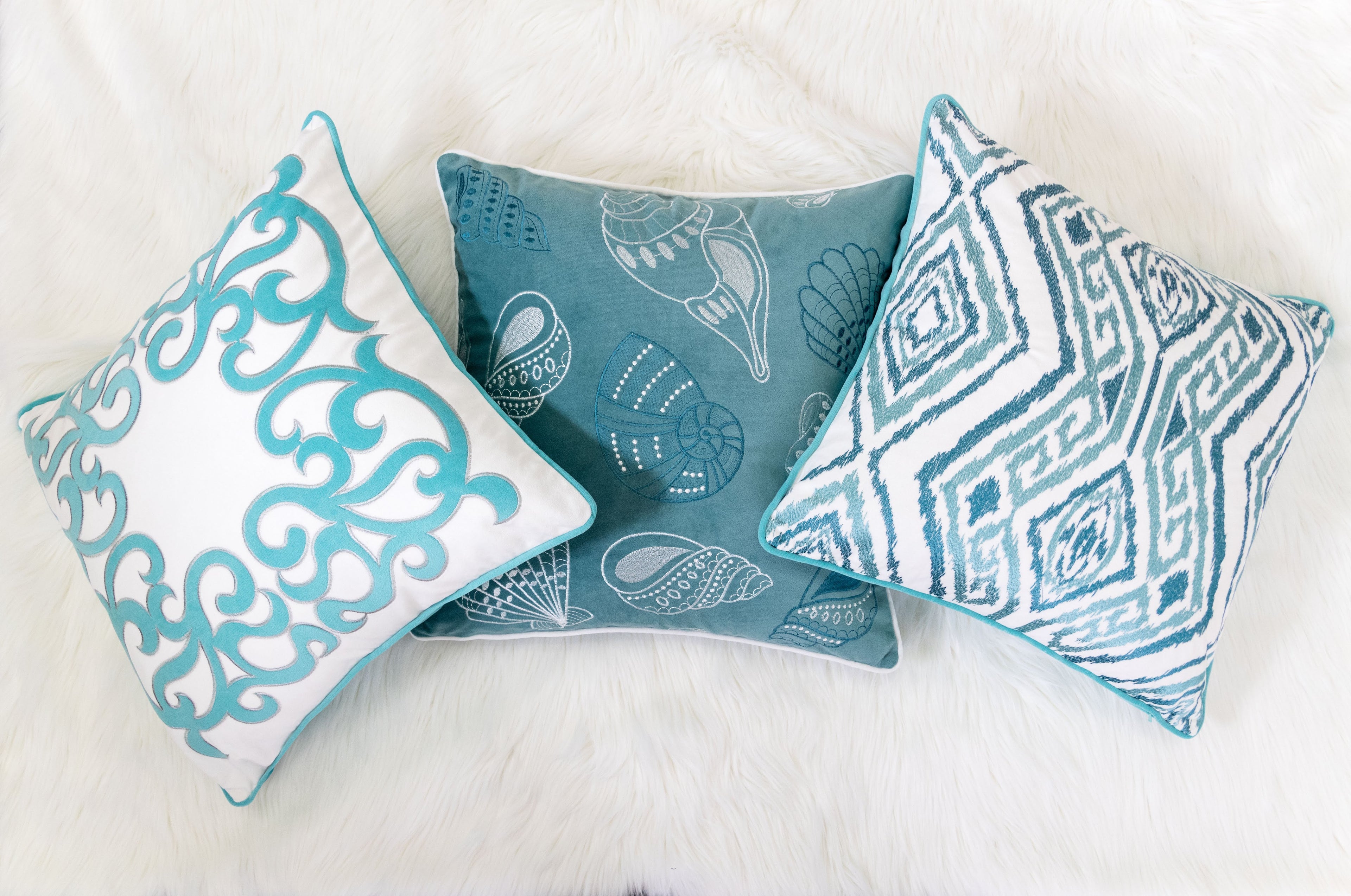 Blue and Spa Seashells Pillowcase
