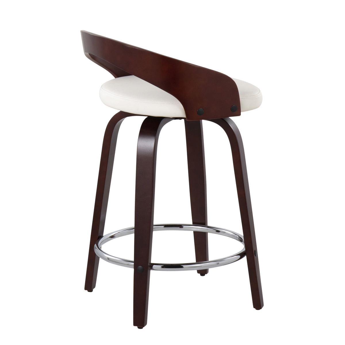 Mid-Century Modern Counter Stool with Swivel in Cherry