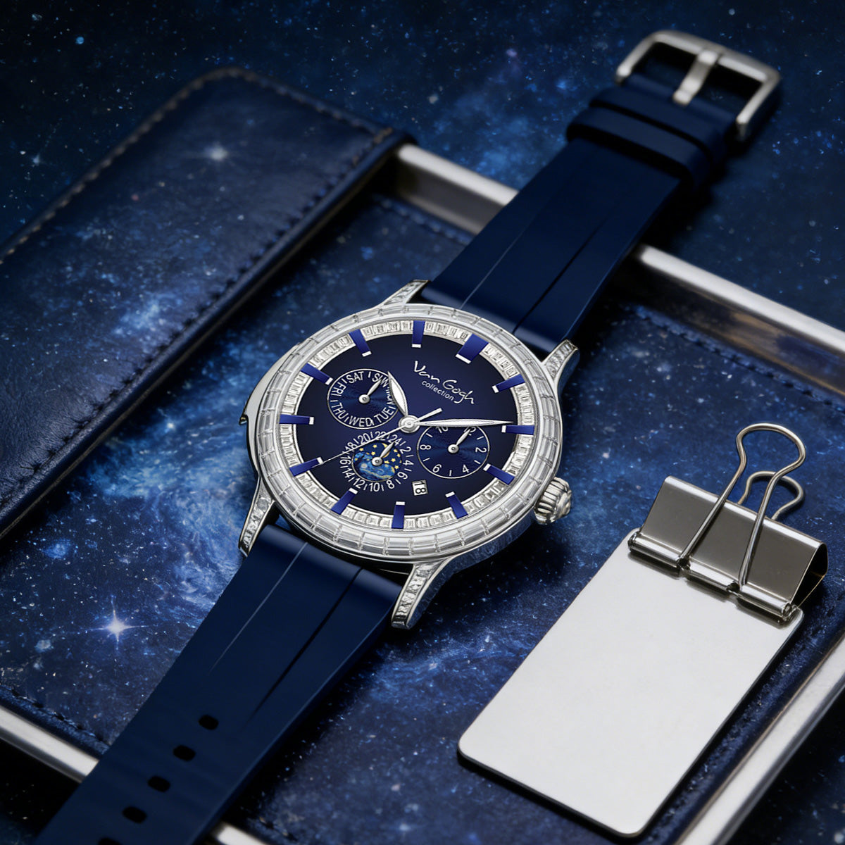 VAN GOGH High Appearance Light Luxury Men's Luminous Blue Mechanical Watch Bohui Series