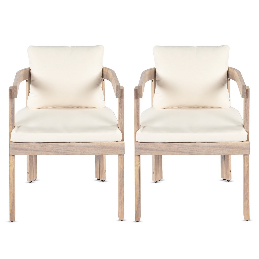 Acacia Wood Dining Chairs Set of 2, Armchairs with