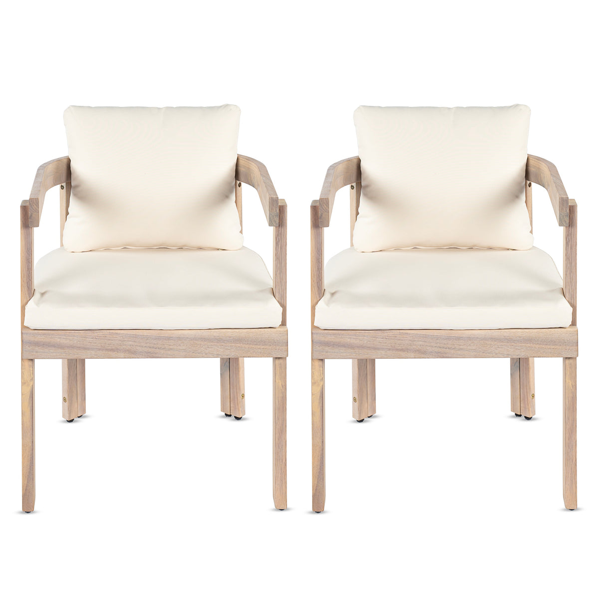 Acacia Wood Dining Chairs Set of 2, Armchairs with