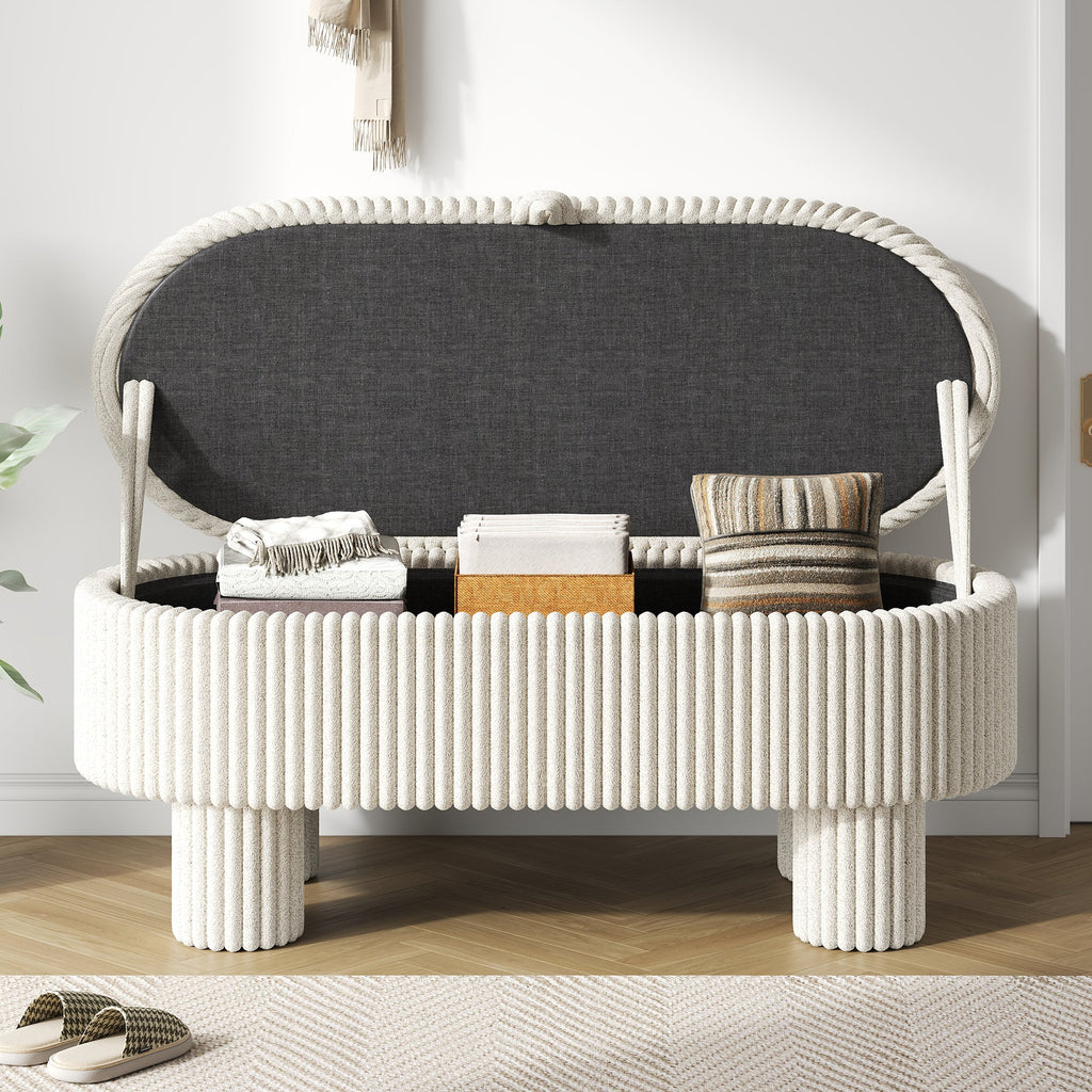 Modern Corduroy Storage Ottoman