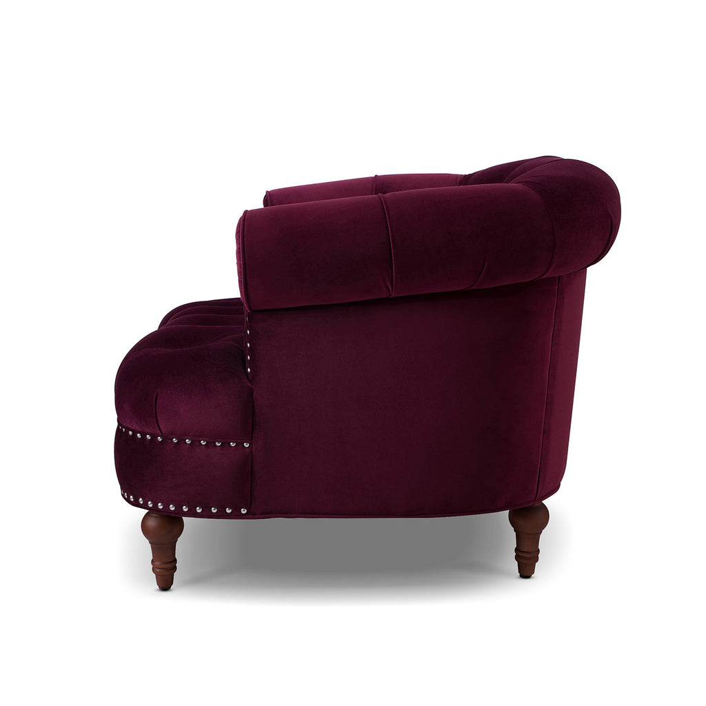 La Rosa Victorian Tufted Upholstered Accent Chair, Burgundy Velvet