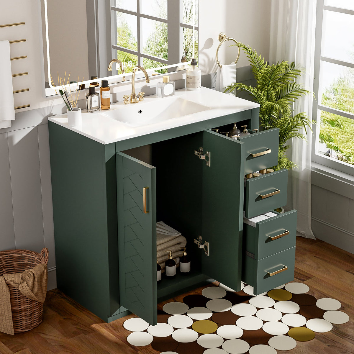 36'' Bathroom Vanity with Ceramic Sink Combo