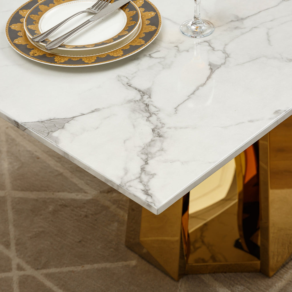 Marble Dining Table for 6 People