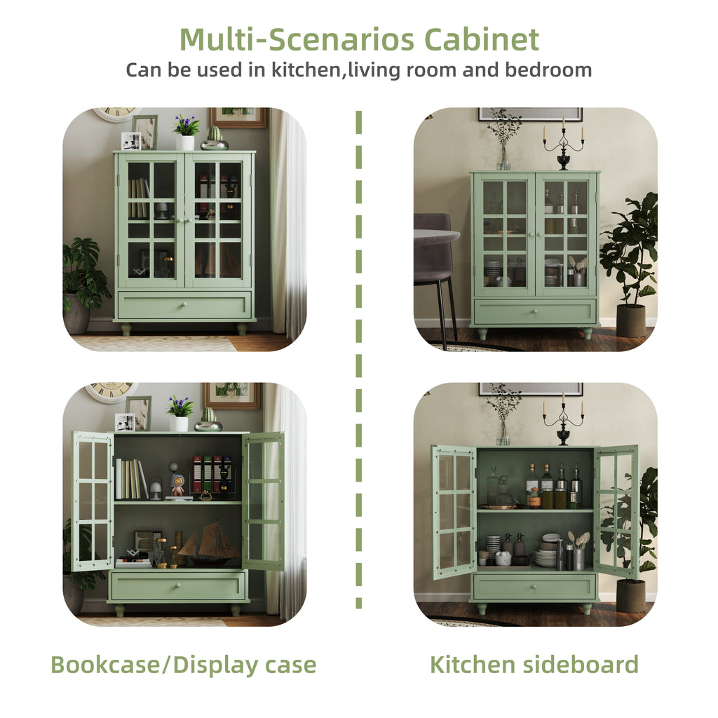 Minimalism Buffet Cabinet with Double Glass Doors