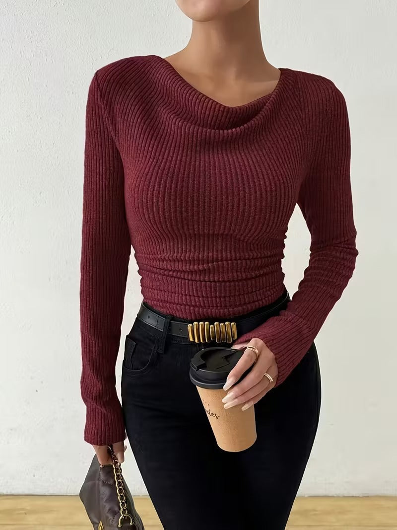 Cross Border European And American Women S Fashion 2026 Fall Winter Best Sellers Solid Color Sweaters Women's Long Sleeve Knit Tops  Casual Tops