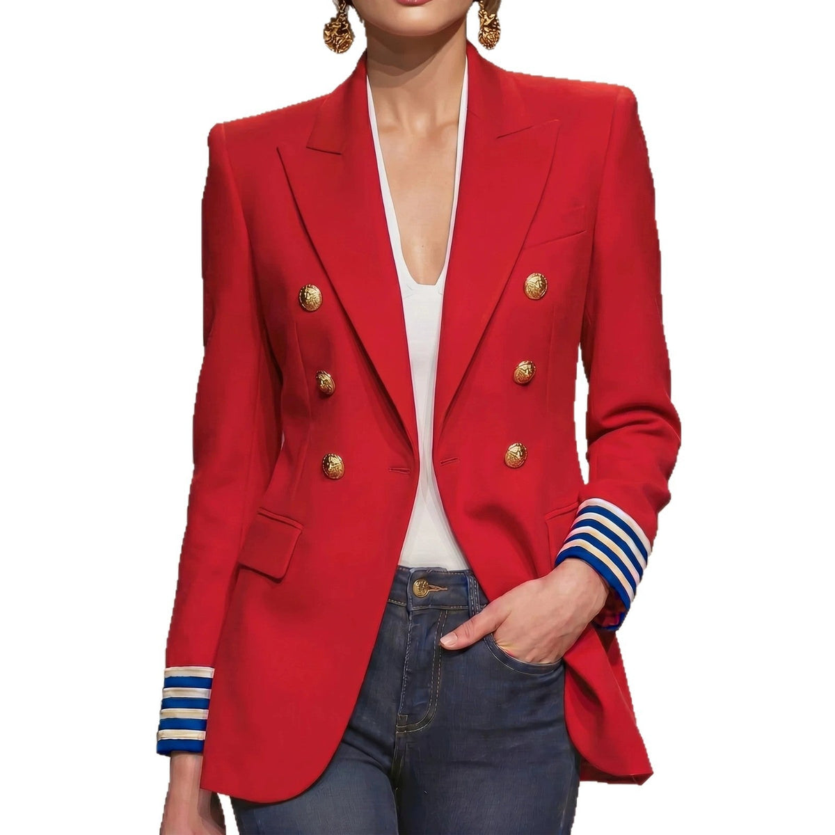 Womens French-style Vintage Red Blazer