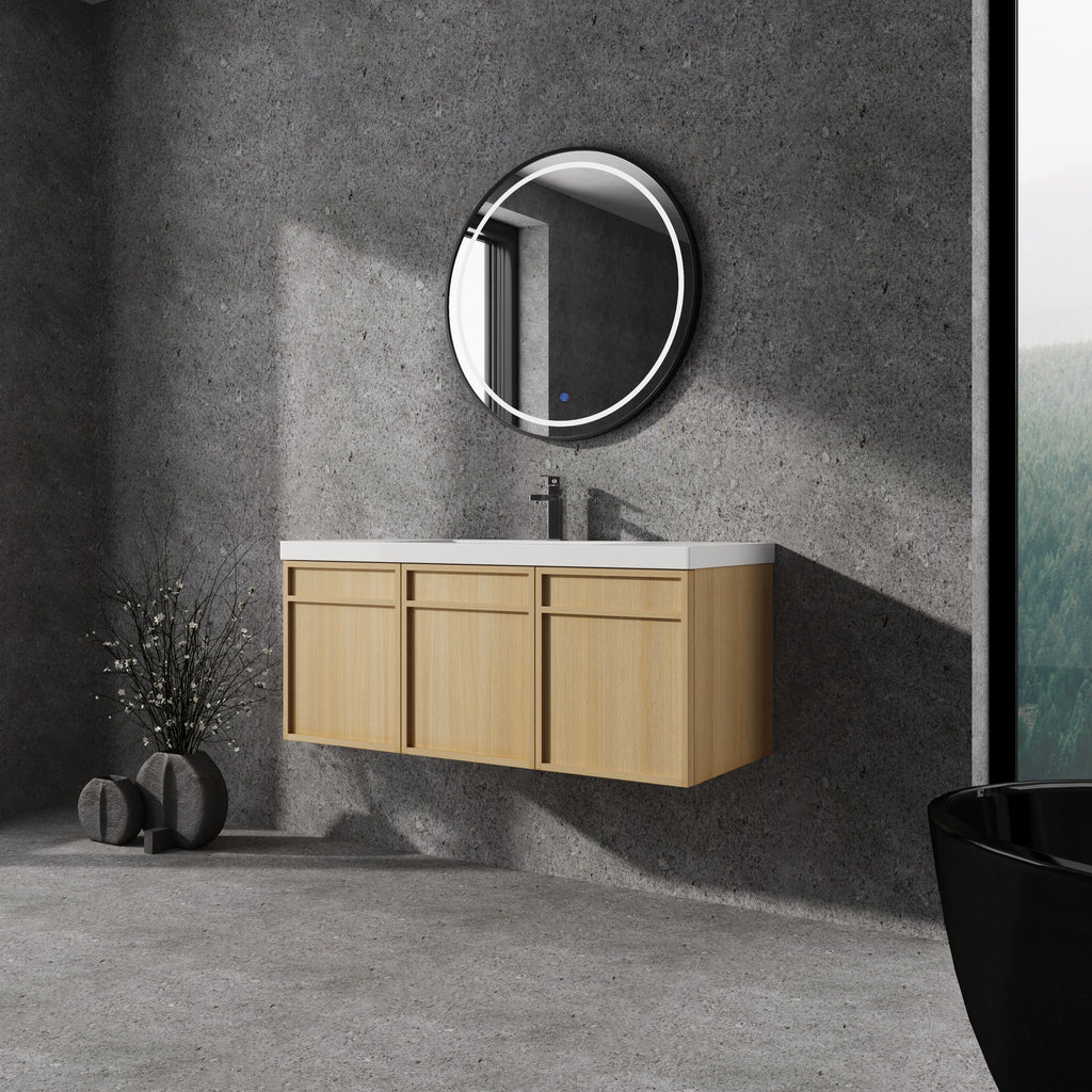 48" Wall-Mounted Bathroom Vanity with Resin Sink