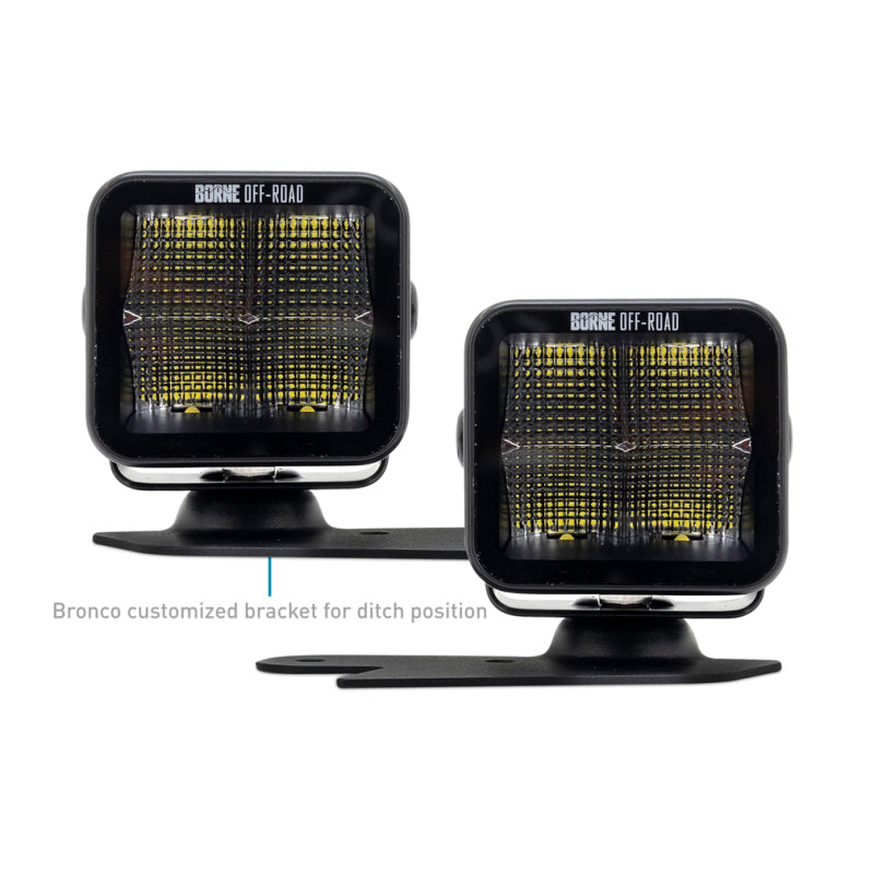Borne Off-Road 21+ Bronco Light Pods 2pc Ditch 3x3 Flood Upfit BNLT-BR-21-DT2FU
