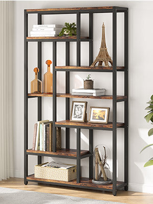 78.7" Extra Tall 7-Tier Industrial Vintage Rustic Bookcase