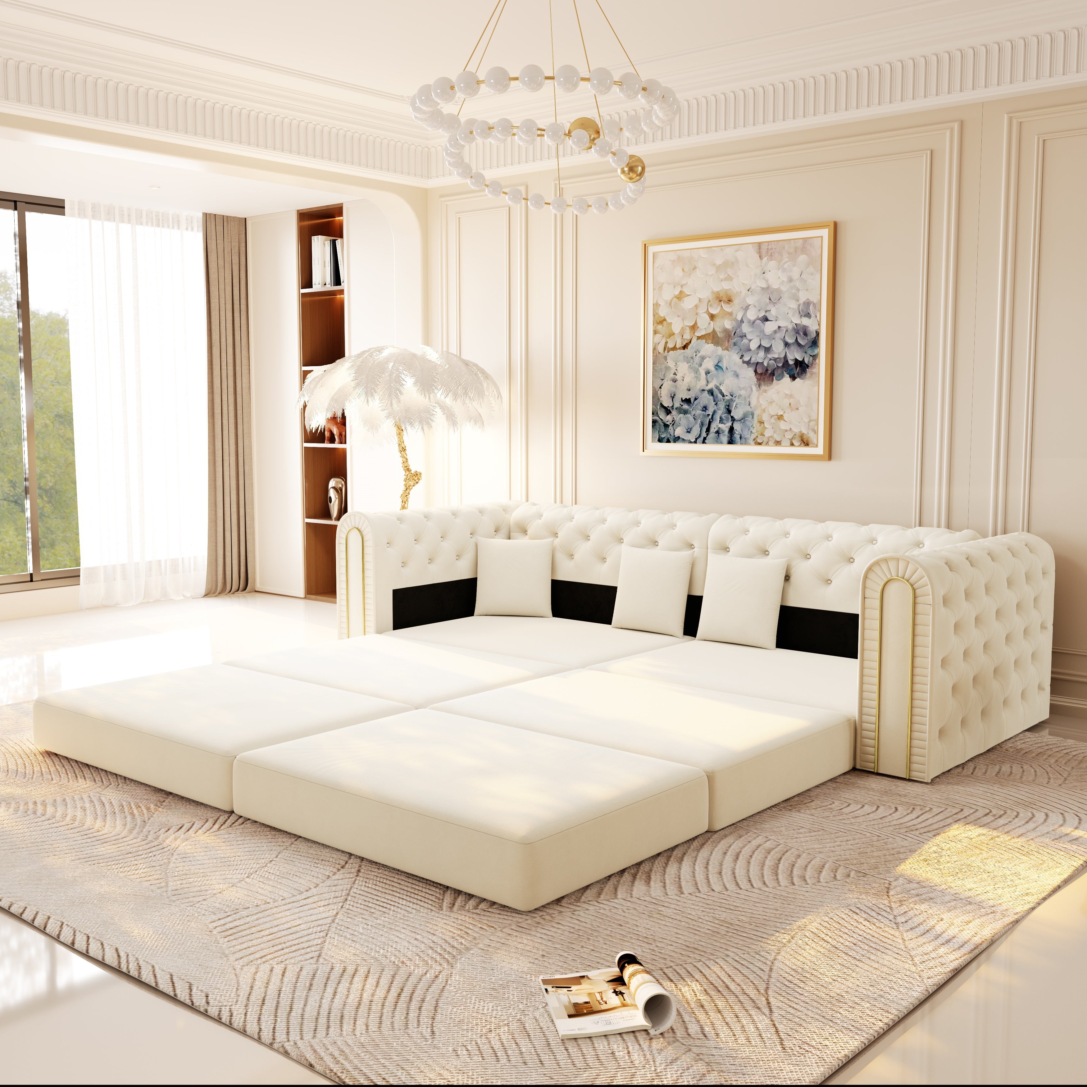 90.6" 3-in-1 Convertible Sleeper Sofa