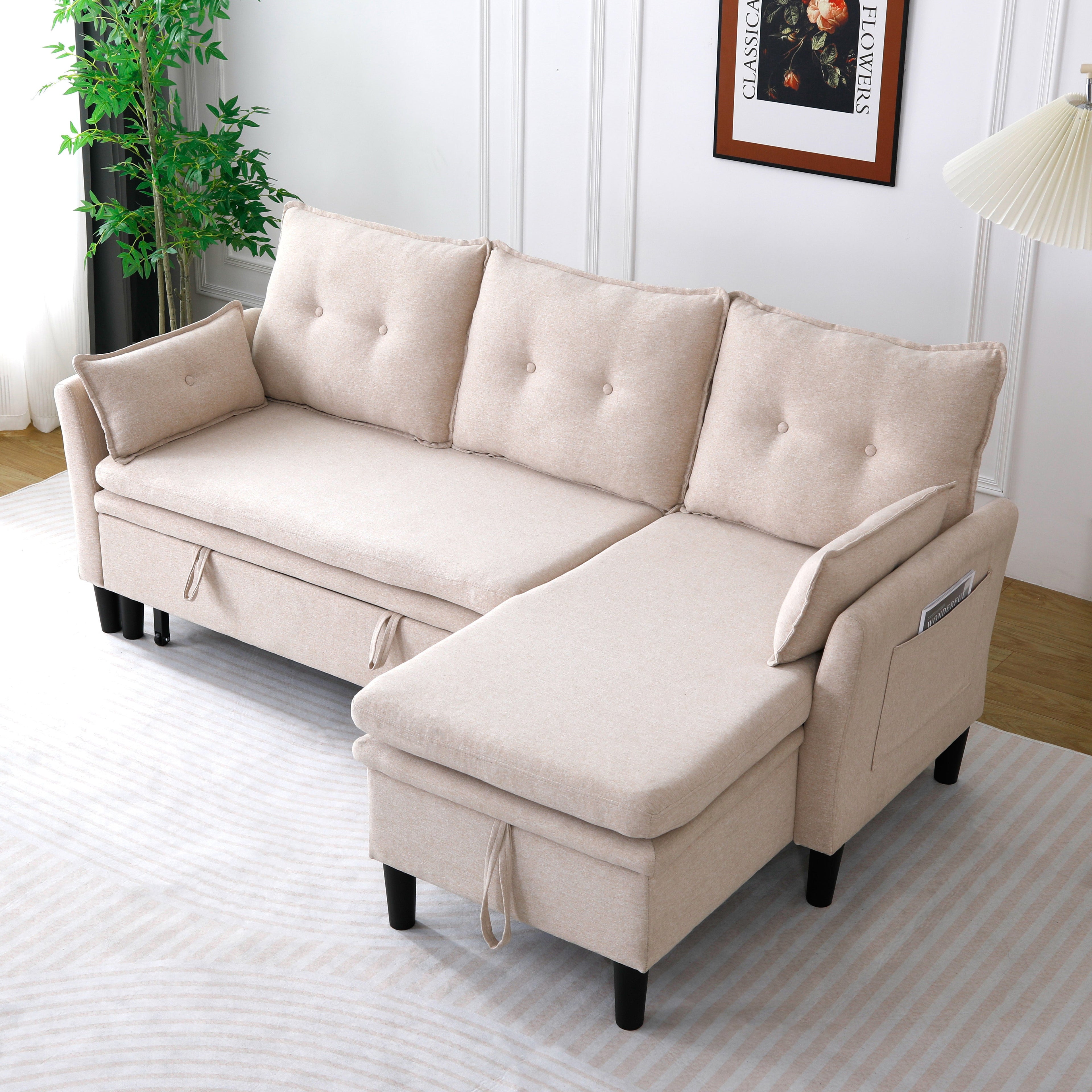 L-Shaped Reversible Chaise Sectional Sofa with Storage