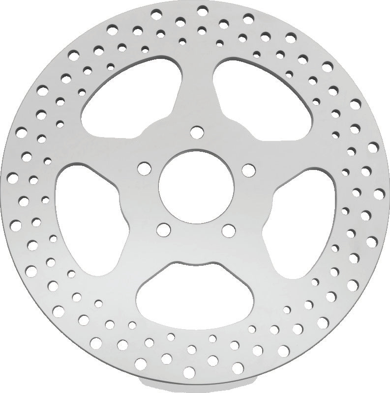 Bikers Choice 00-17 Big Twin 11.5 In Polished Rear 5 Spoke Drilled Stnless Rotor Repl H-D 44156-00 619974