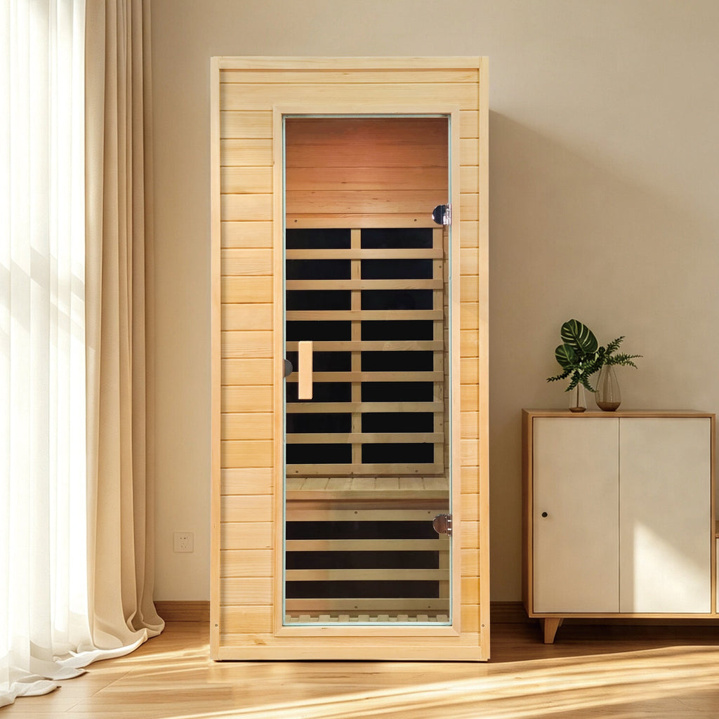 Hemlock Wood One-Person Far Infrared and Red-Light Indoor Sauna Room
