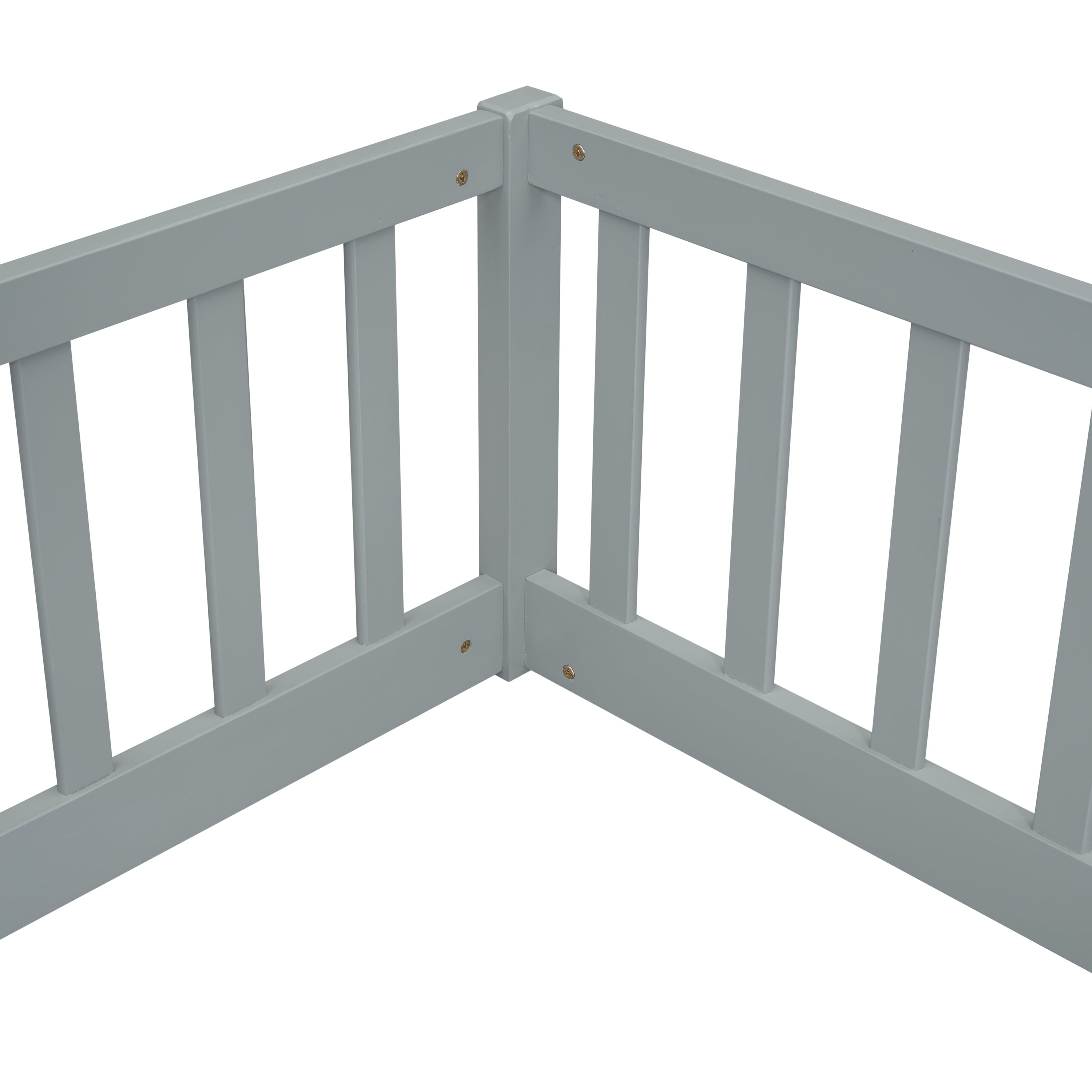 Double Twin Floor Bed with Fence, Guardrails, without Door