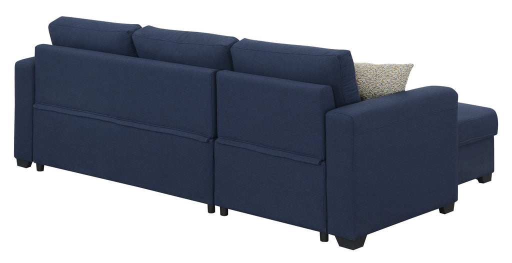 Navy Reversible Sectional with Pop-Up Sleeper and Storage Chaise