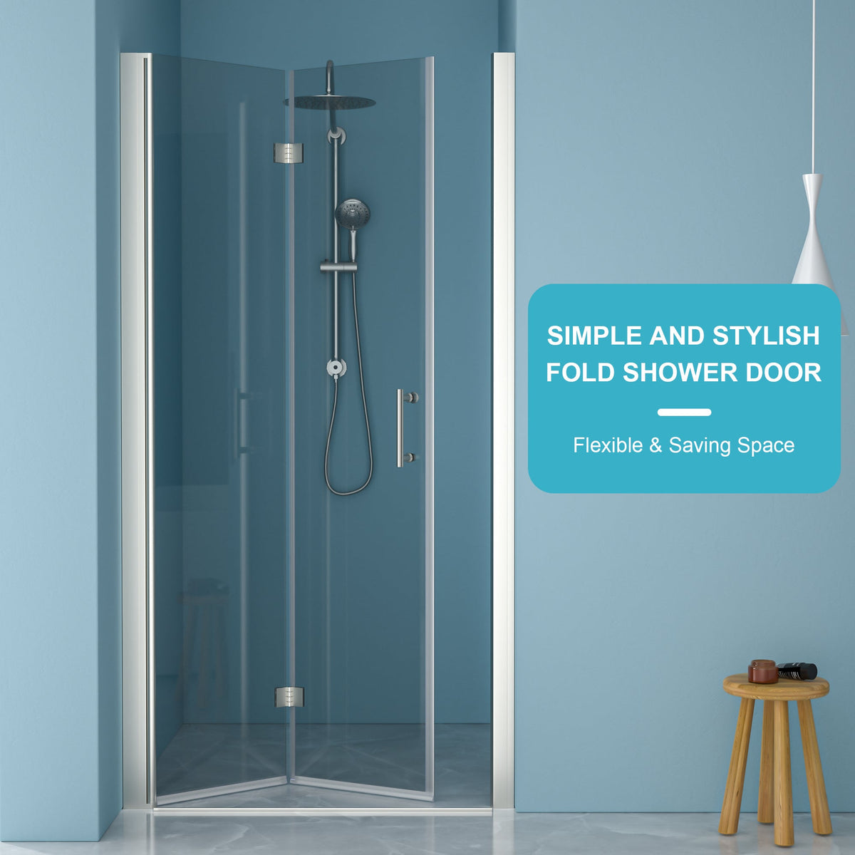 30"W x 72"H Fold Frameless Shower Door