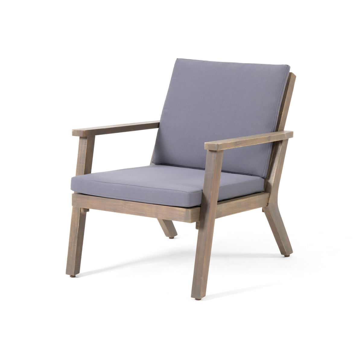 Outdoor Acacia Wood Club Chairs with Cushions (Set of 2)