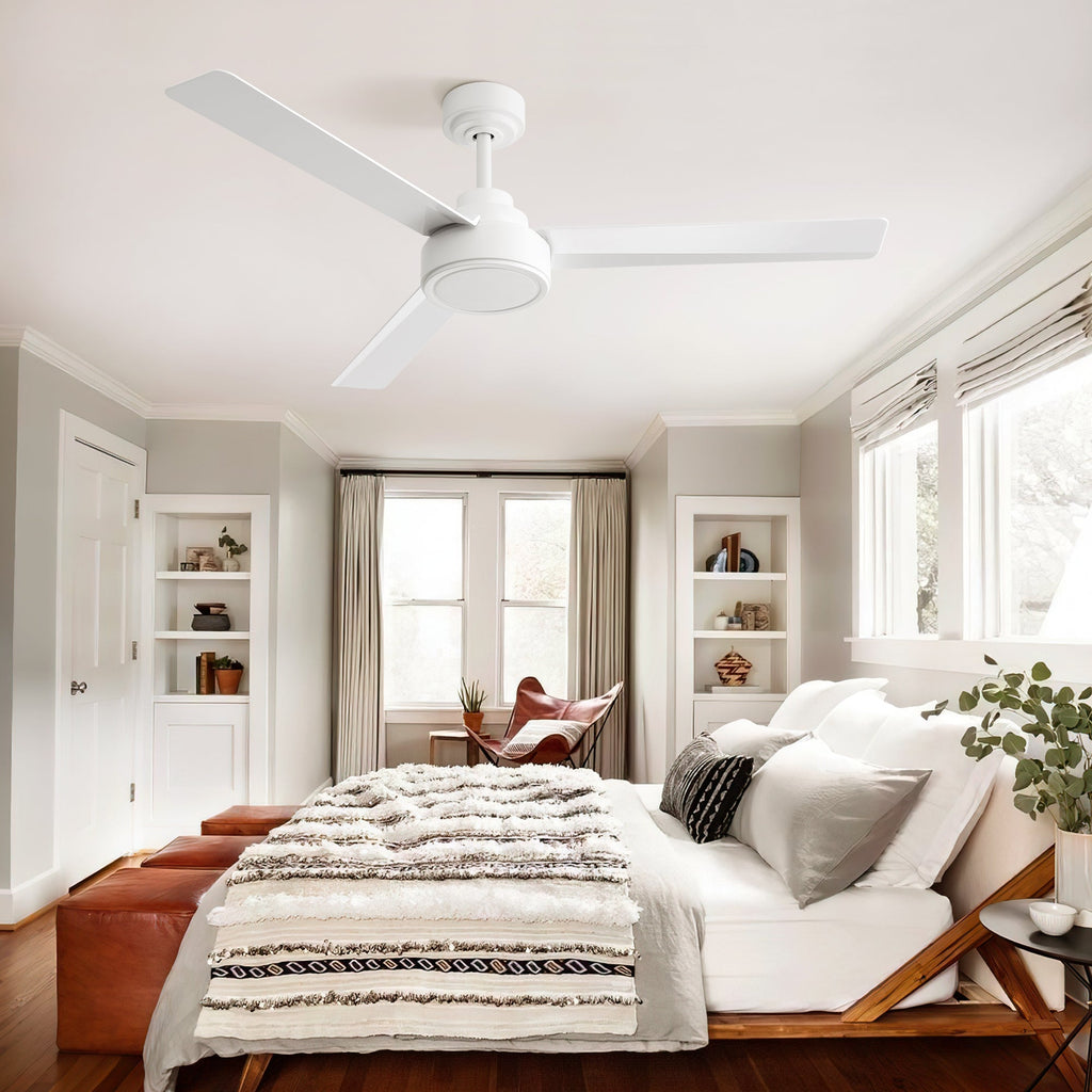 52" Ceiling Fan Without Light, 3 ABS Blades with Remote Control