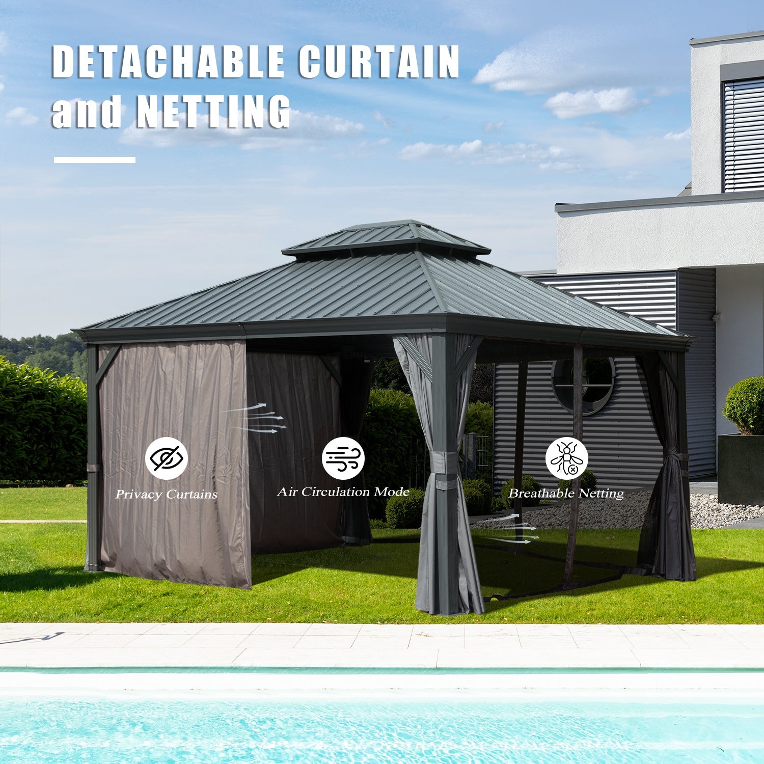 10' x 12' Hardtop Gazebo Outdoor Metal Gazebo