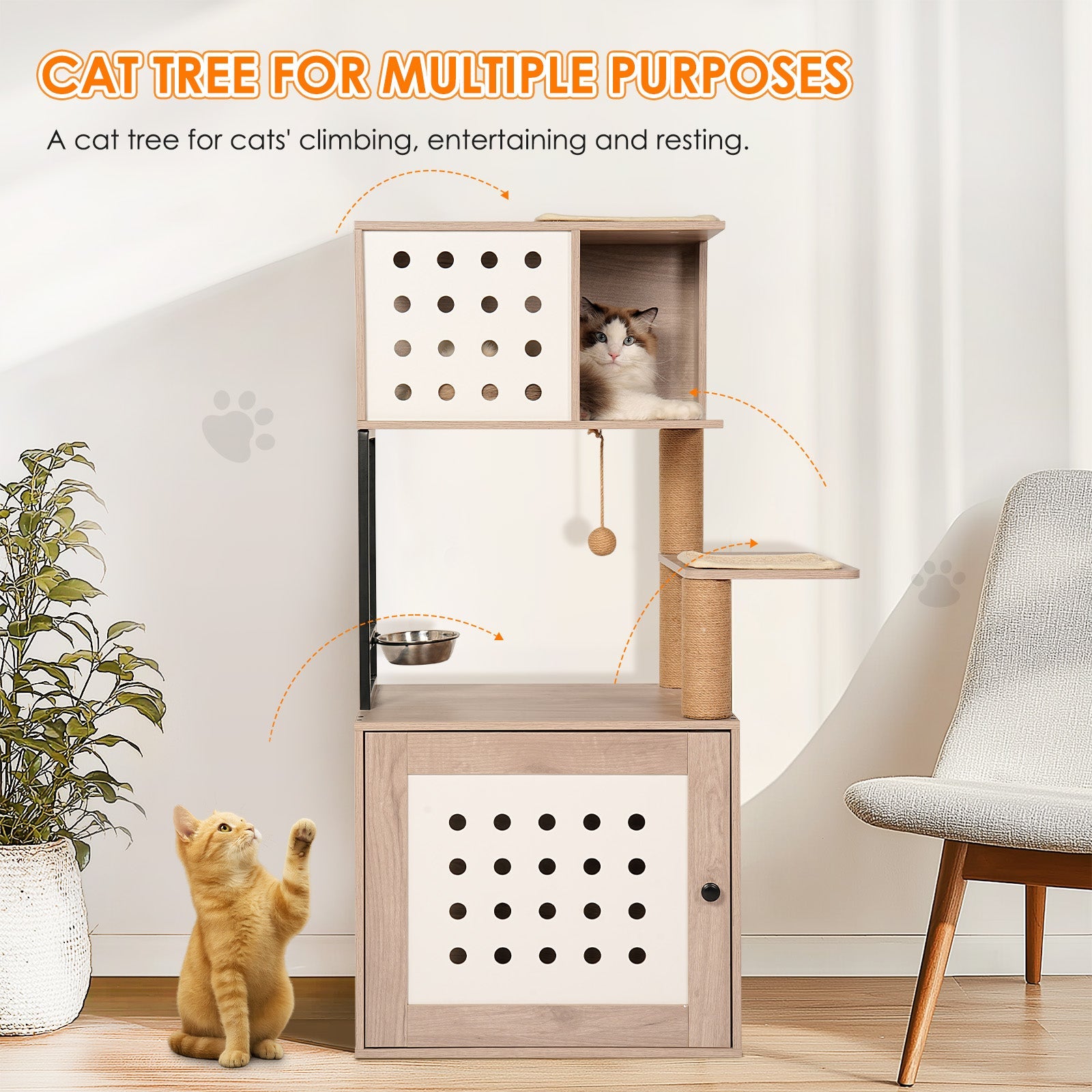 Cat Tree with Litter Box Enclosure