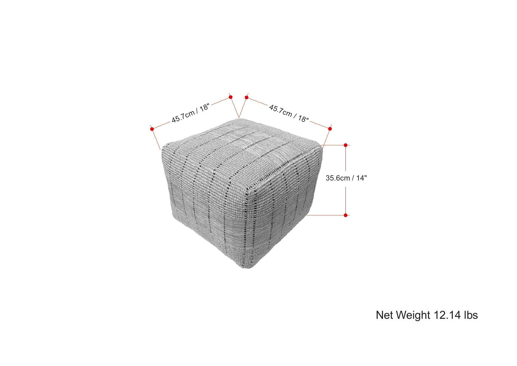 Elmer 18 Inch Wide Square Pouf