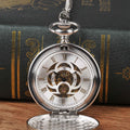 Large Pocket Watch Silver Double-hinged Mechanical