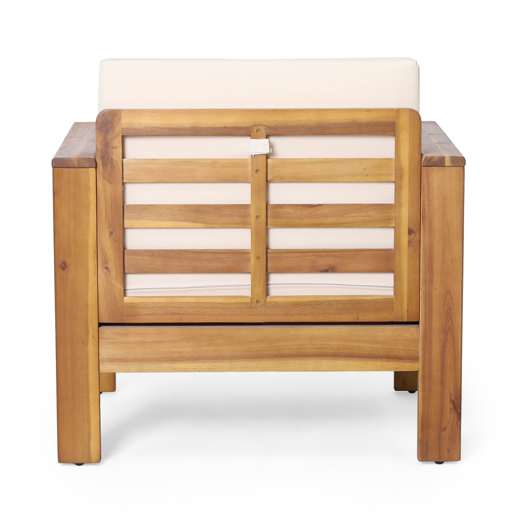 Set of 2 Outdoor Acacia Wood Club Chairs with Cushions