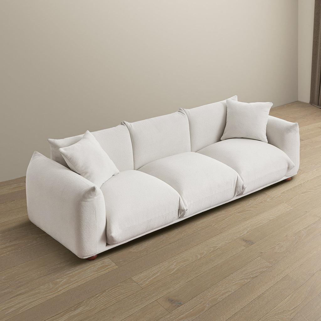 Kely 100'' Cream Boucle Upholstered Sofa