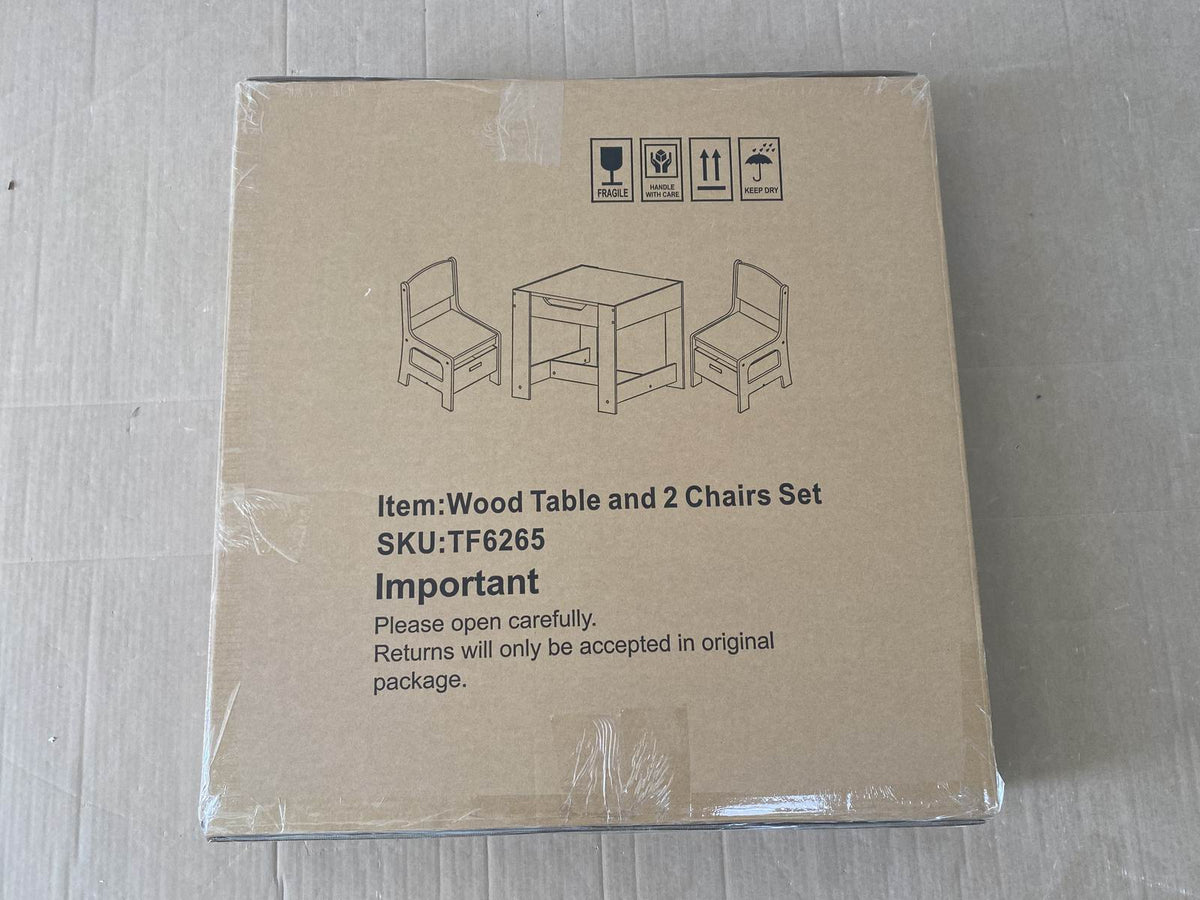Kids Table and Chair Set, 3 in 1 Wooden Activity Table
