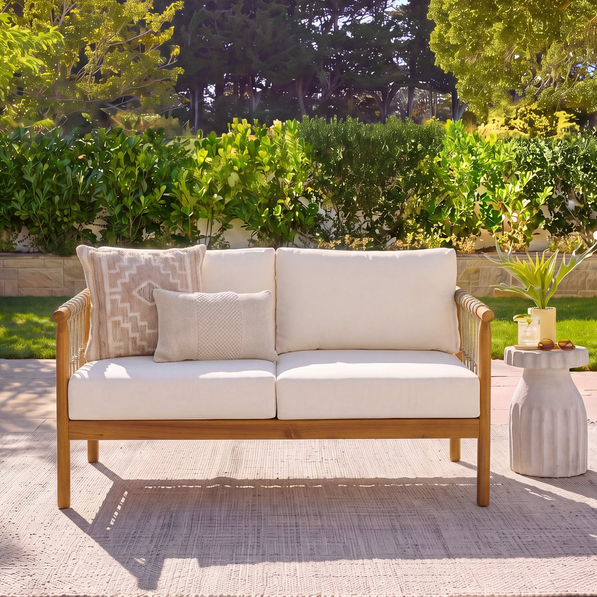 Teak Finish Acacia Wood Patio Seating
