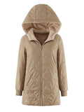 Womens Mid-Length Hooded Padded Coat With Fleece Lining