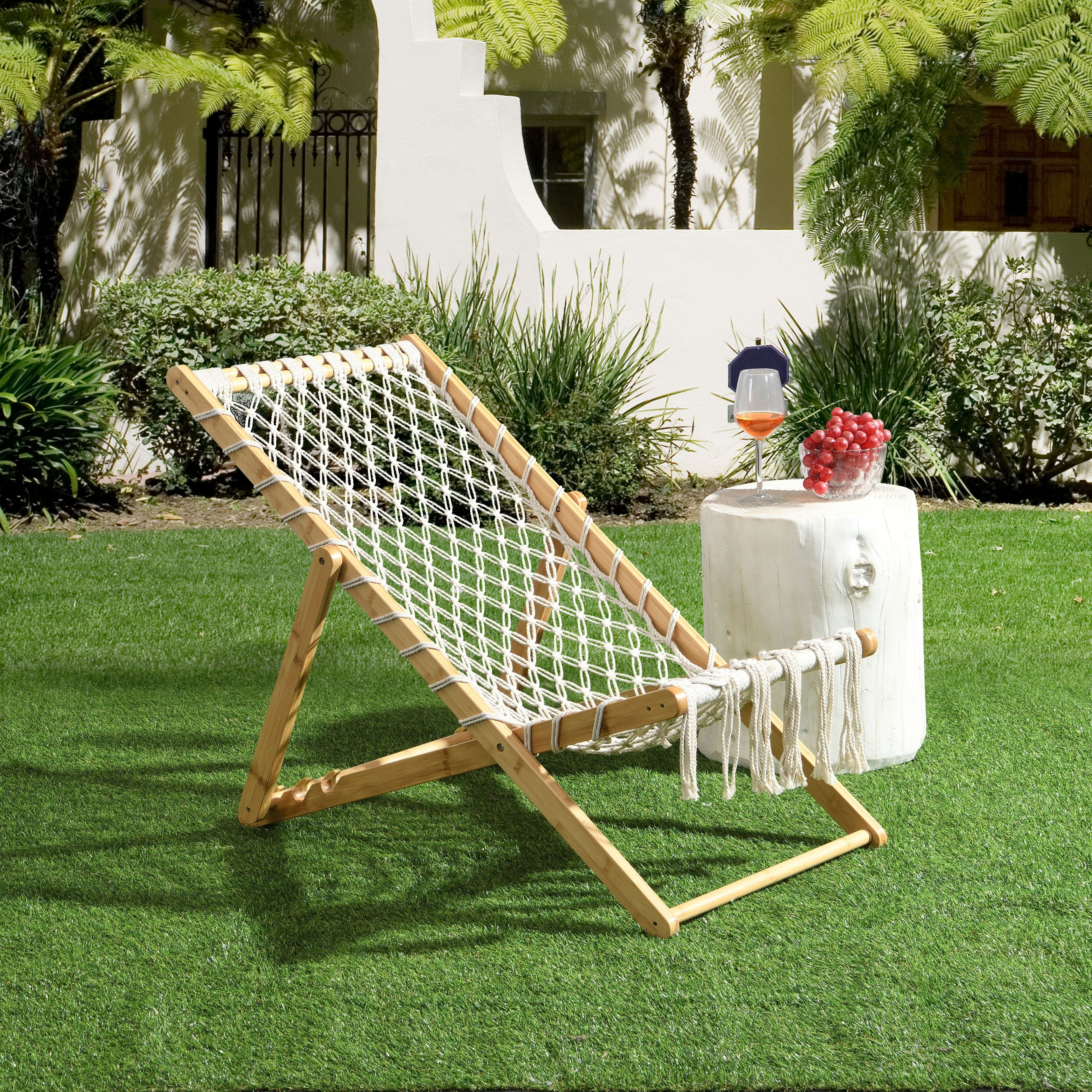 Set of 2 Weaving Chairs with Handwoven Rope