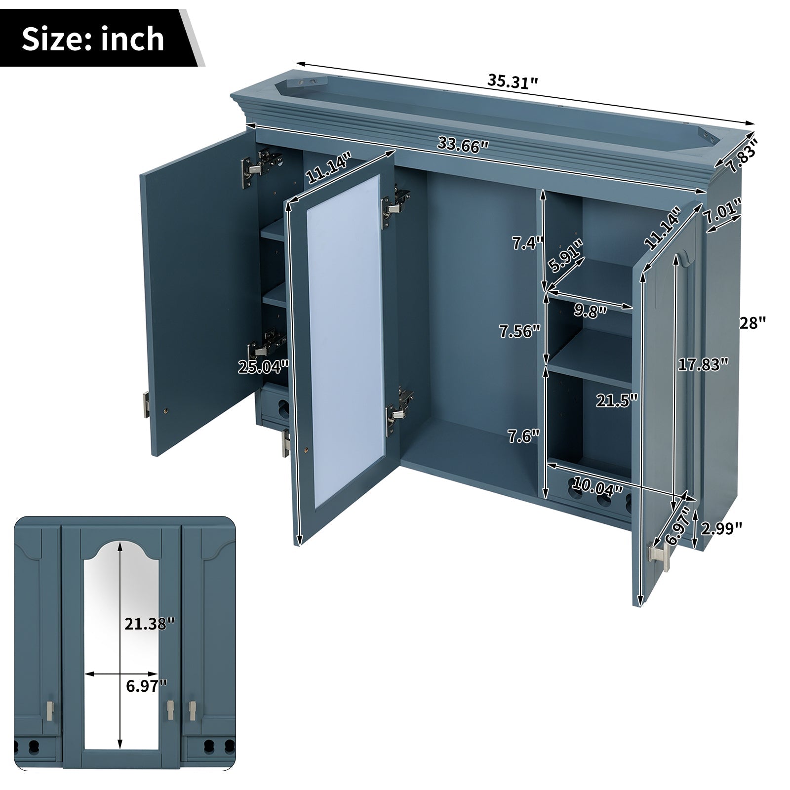 35 Inch Wall-Mount All-in-One Mirror Cabinet