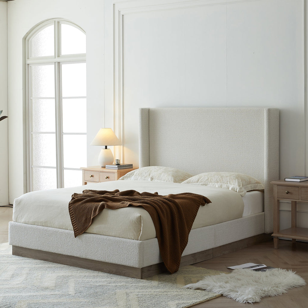 Hosford Upholstered Wingback Bed - Queen Size