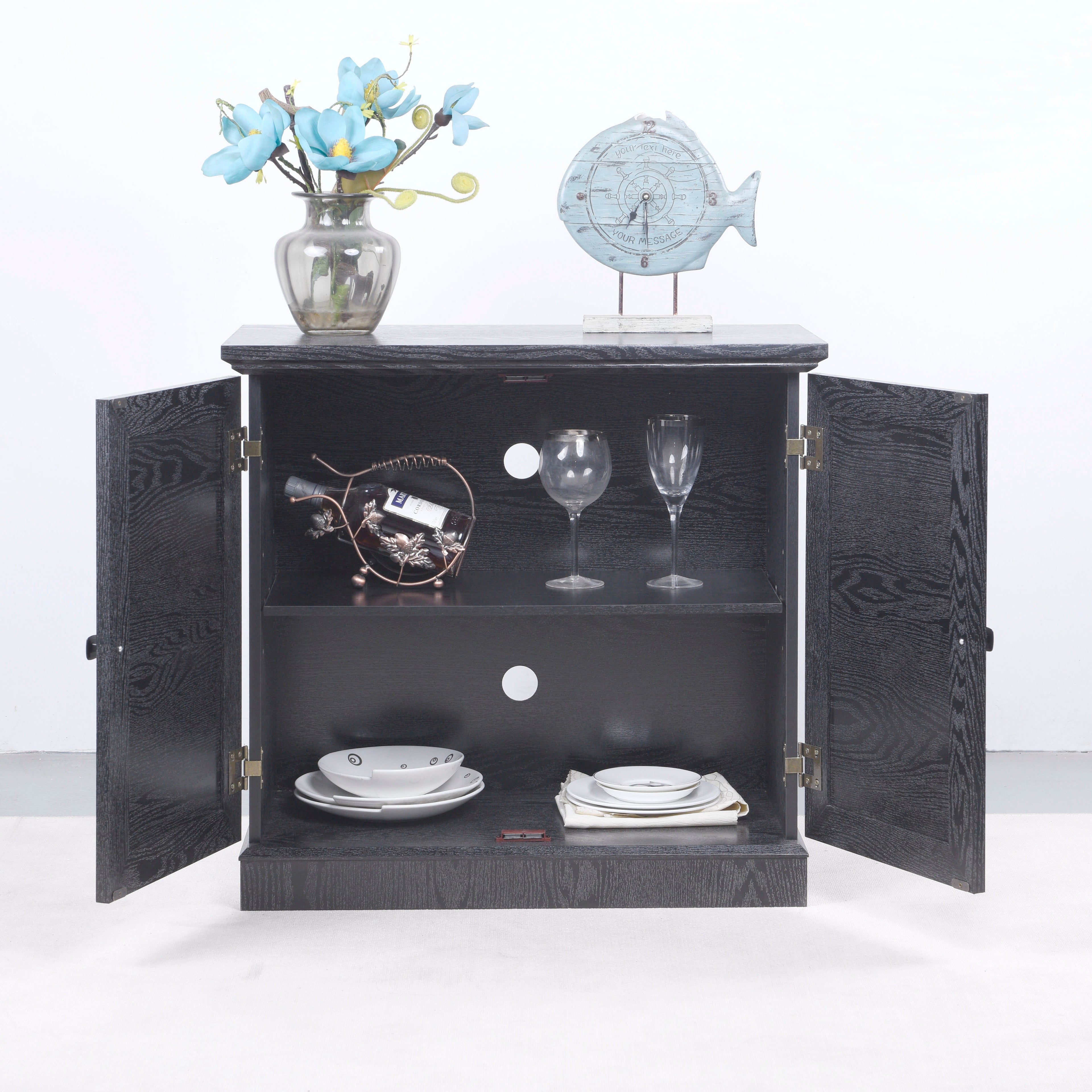 Storage Sideboard Cabinet with 2 Decorative Acrylic Mirrored Doors