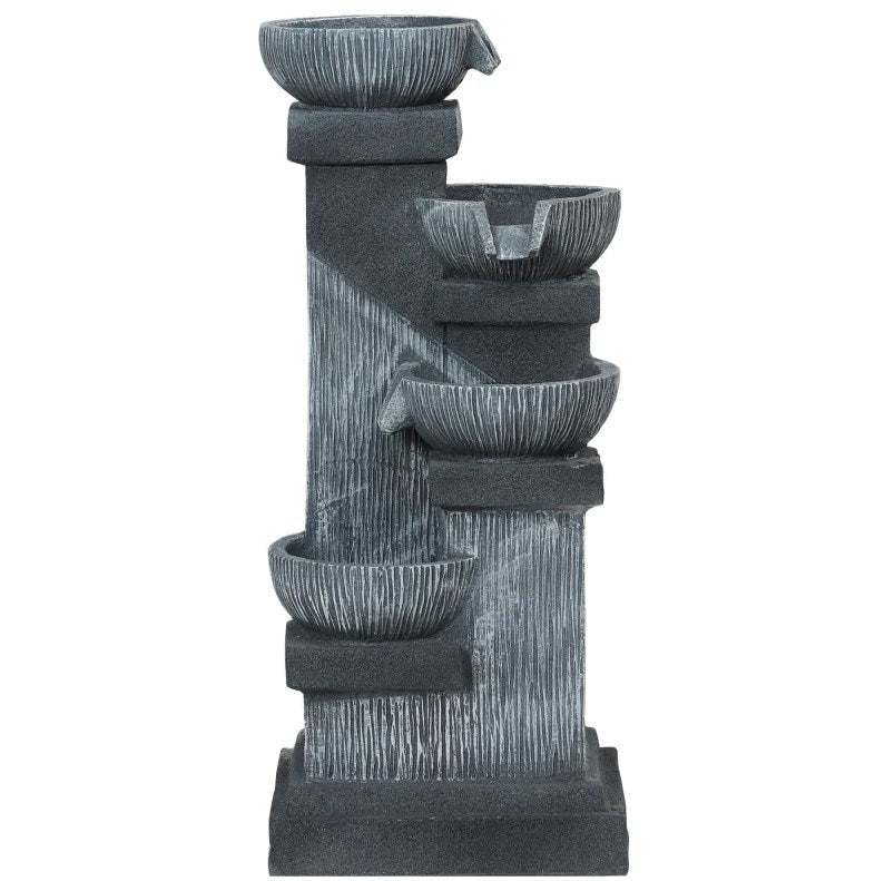 4-Tier Resin Cascading Bowls Outdoor Waterfall Fountain