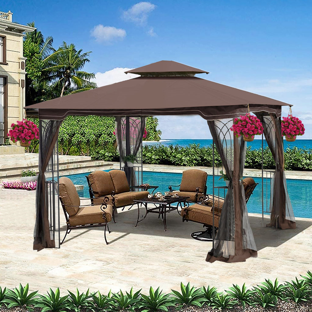 10x10 Outdoor Patio Gazebo Canopy Tent with Ventilated Double Roof