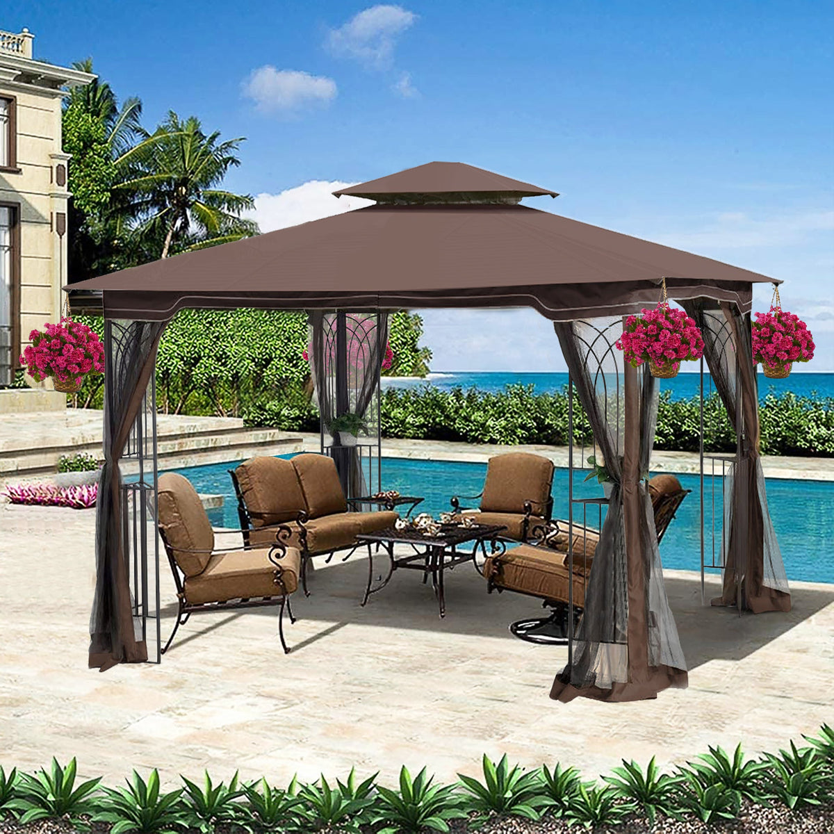 10x10 Outdoor Patio Gazebo Canopy Tent with Ventilated Double Roof