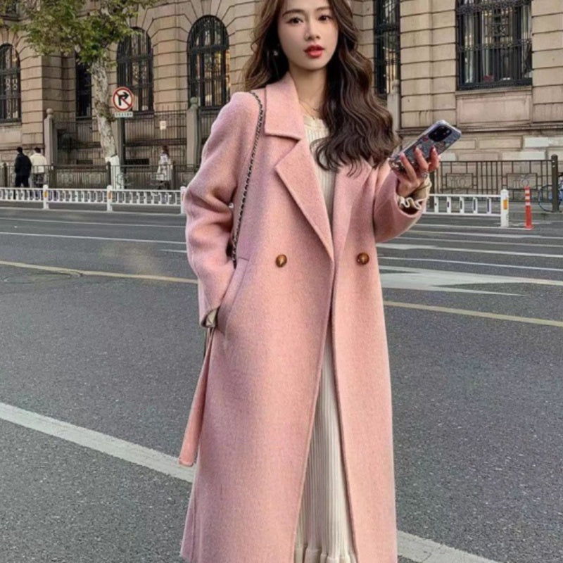 Double-breasted Wool Coat For Women