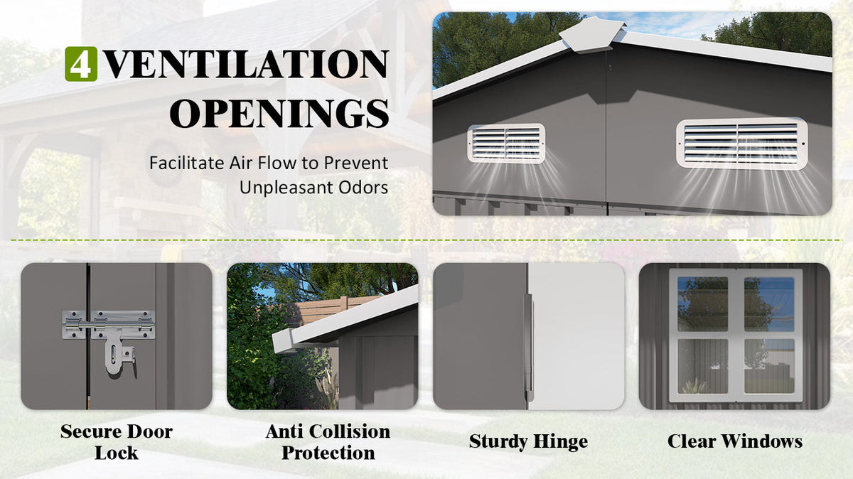 Outdoor Metal Storage Shed - 10x14 FT