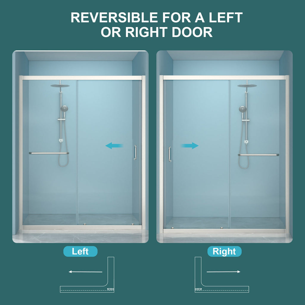 48" W x 72"H Single Sliding Bypass Shower Enclosure