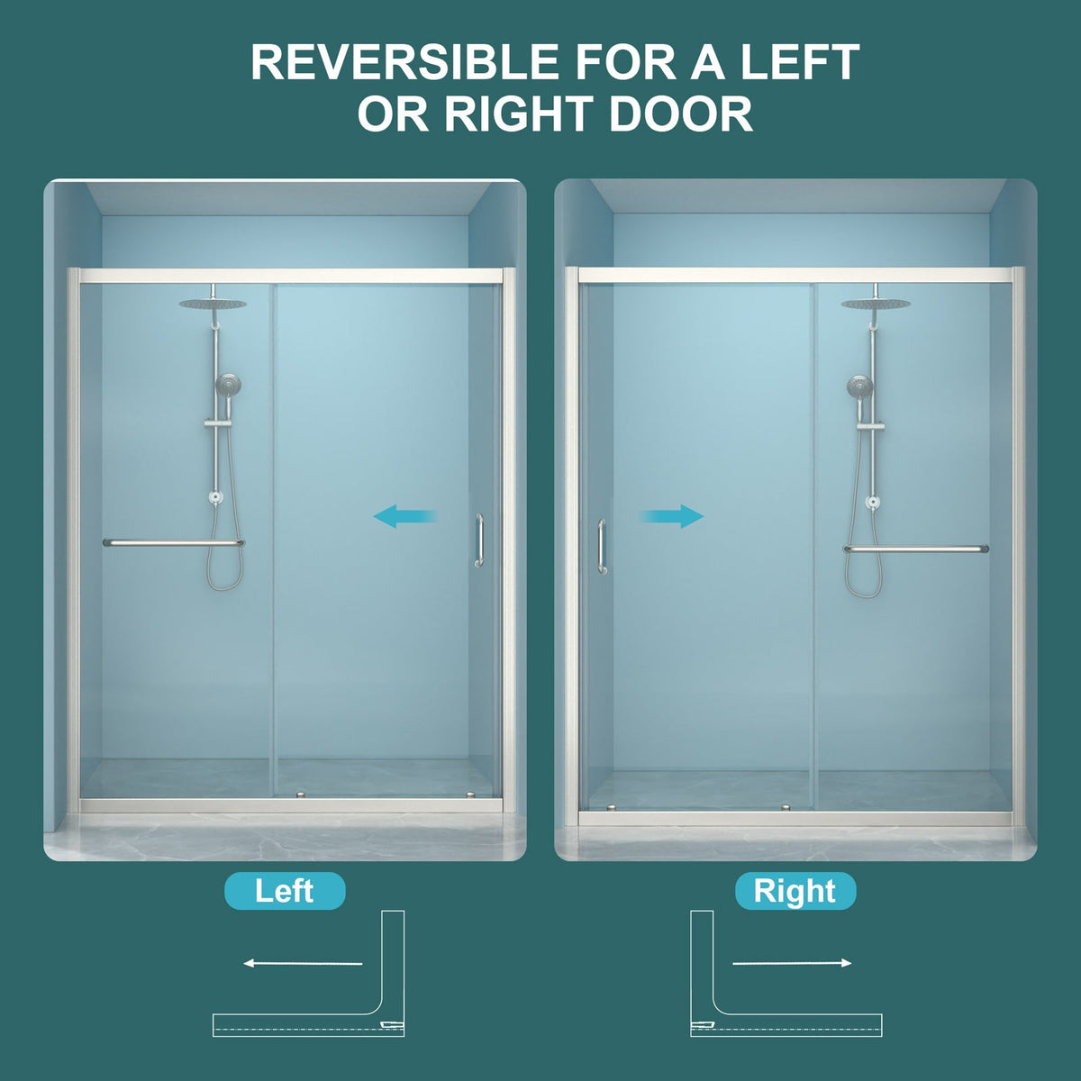 48" W x 72"H Single Sliding Bypass Shower Enclosure