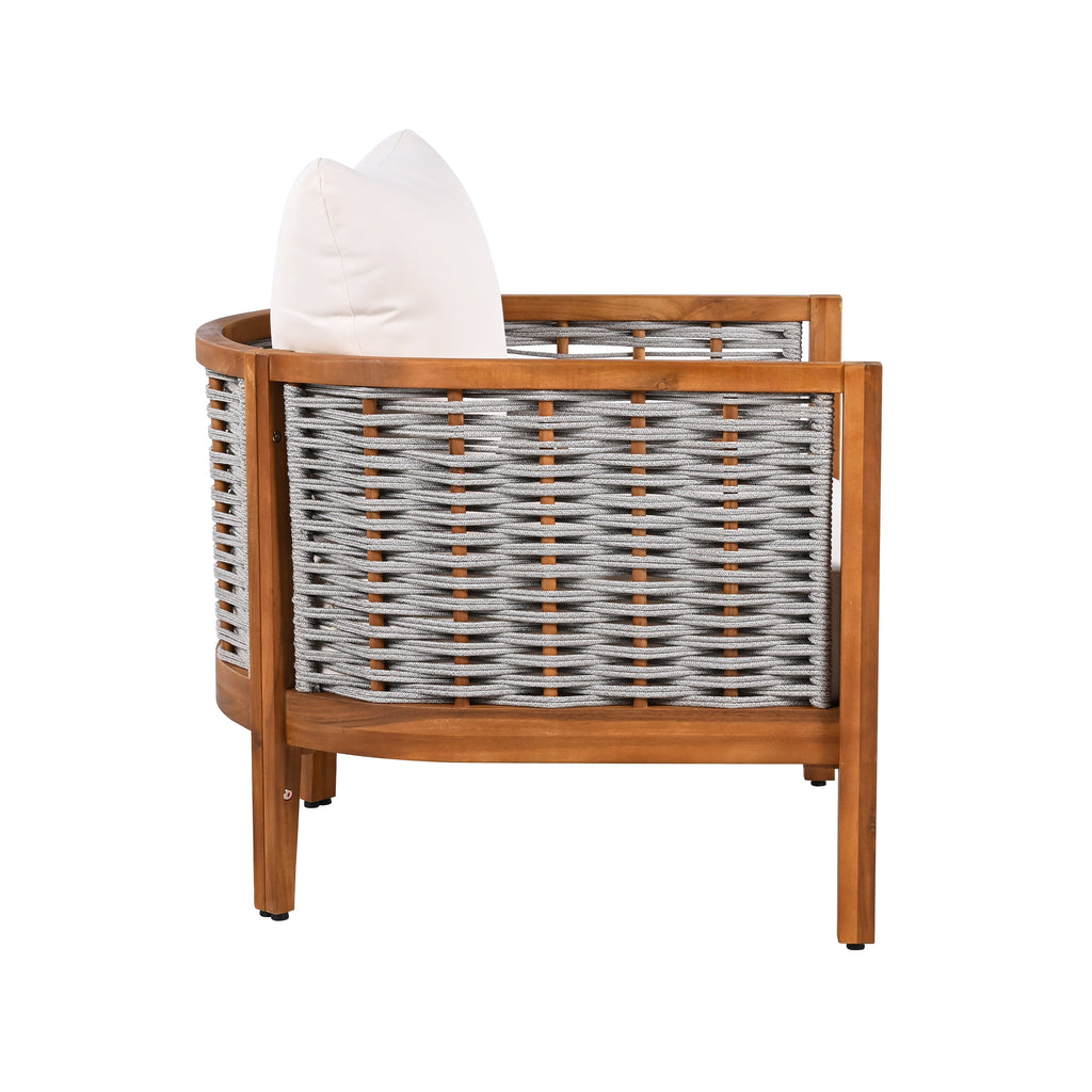 Outdoor Unique Tub Design Armchair with Woven Rope