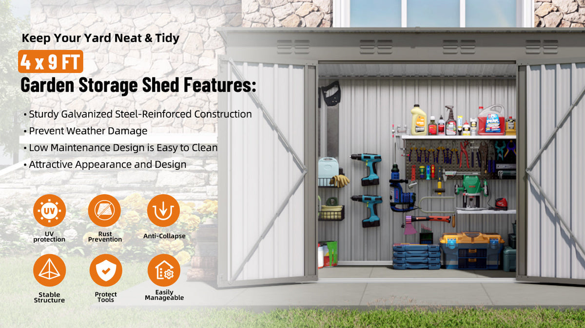 4 x 9 FT Outdoor Storage Shed
