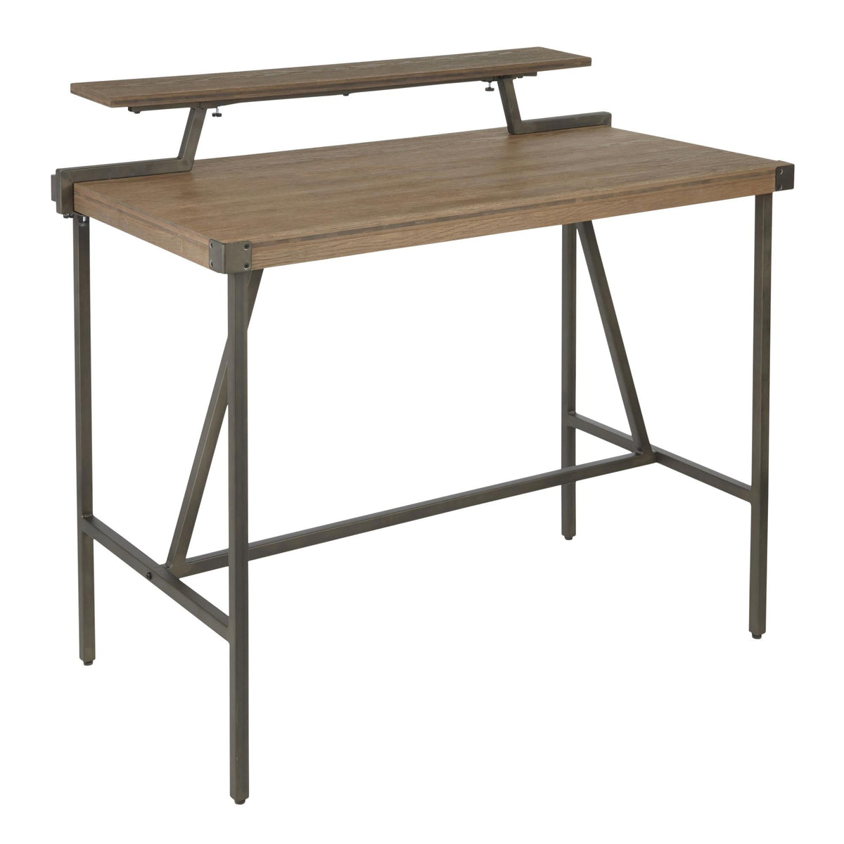 Counter Table in Antique Metal and Bamboo