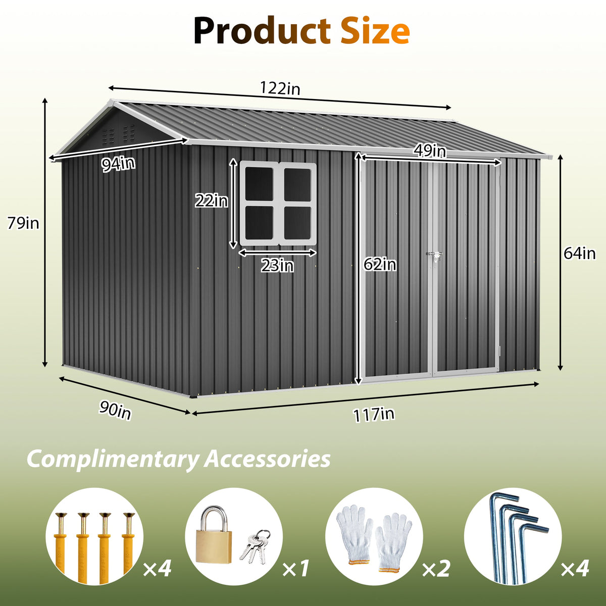 10'x8' Oversized Steel Storage Shed