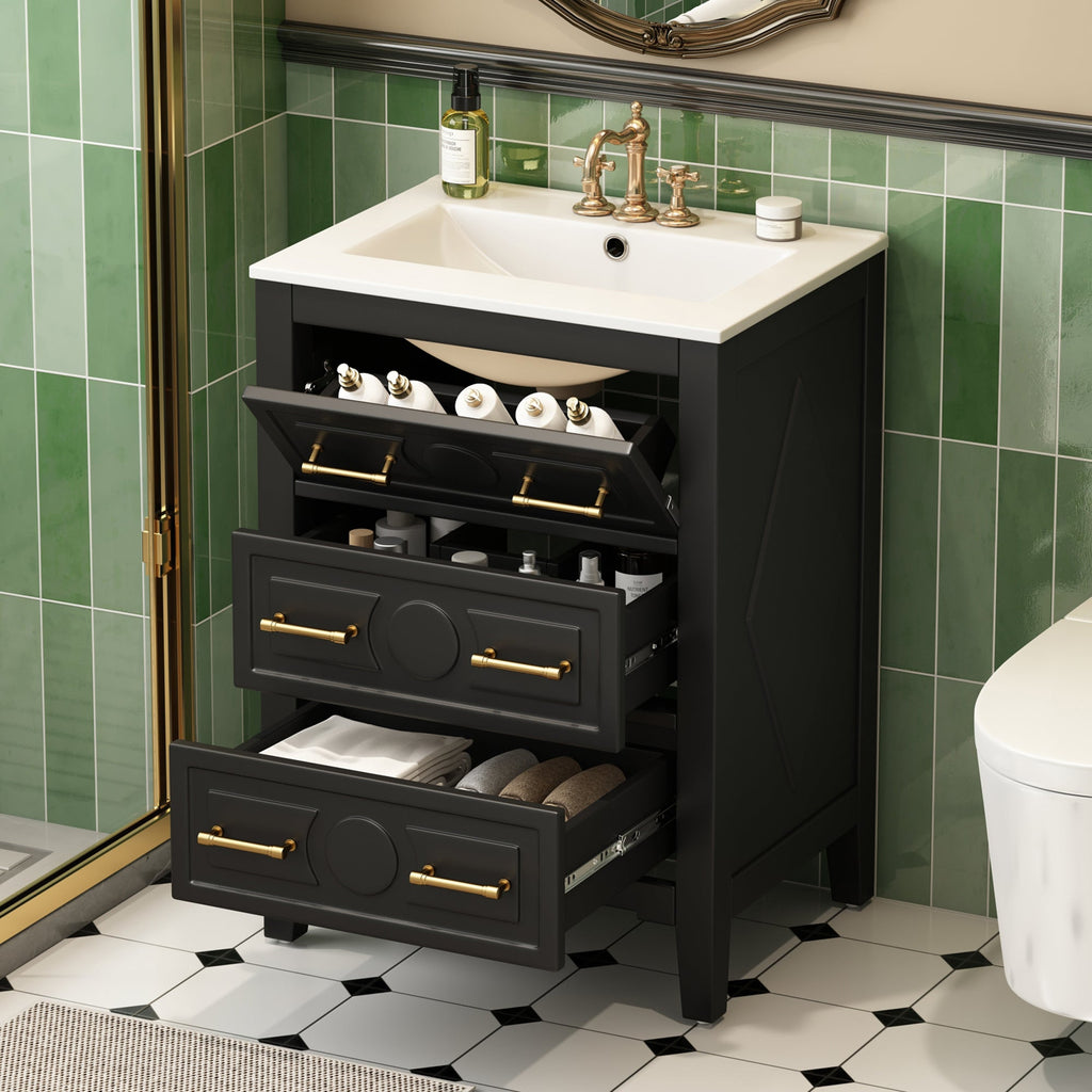 24'' Bathroom Vanity with Ceramic Sink Combo